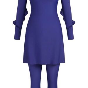 ZAFUL Women Modest Muslim Swimsuits Ruffle Full Coverage Small Purple